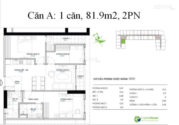 Căn hộ 2 phòng ngủ Ecohome Phúc Lợi DT 67m2, nhìn ra hồ điều hòa chỉ 1.2 tỷ, vay LS0% 7595521