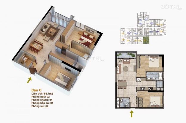 Chính chủ bán căn hộ chung cư Goldmark City, 78.8m2 P1209 Ruby3 giá rẻ 2 tỷ 7596607