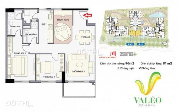 Bán căn hộ tại dự án Valeo Đầm Sen, Tân Phú, Hồ Chí Minh diện tích 86m2 giá 1,8 tỷ 7634498