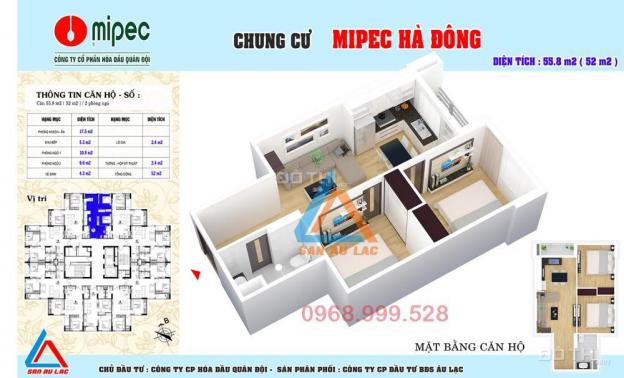 Bán căn hộ 55.8m2 tại chung cư Mipec Kiến Hưng, Hà Đông giá chỉ 14.5tr/m2 7471382