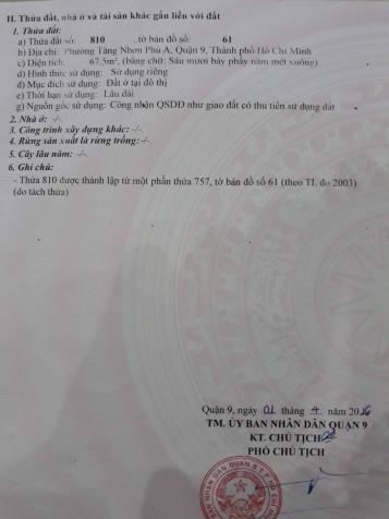 Hot bán đất thổ cư tại đường 160, P Tăng Nhơn Phú A, Quận 9, Tp. HCM, 67,5m2, giá chỉ 1.67 tỷ 7834939