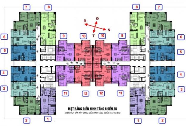 Cần bán gấp chung cư Helios 75 Tam Trinh, DT: 79m2, tầng 1807, giá 23 tr/m2. LH: 0934568193 7820884