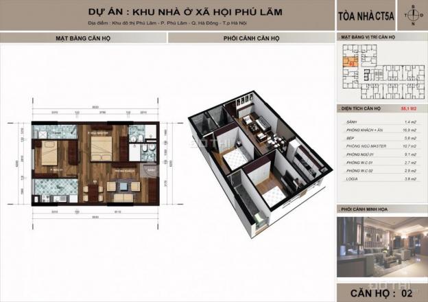 Bán căn hộ chung cư tại đường 21B, Phường Phú Lãm, Hà Đông, Hà Nội diện tích 55m2 giá 760 triệu 7779574
