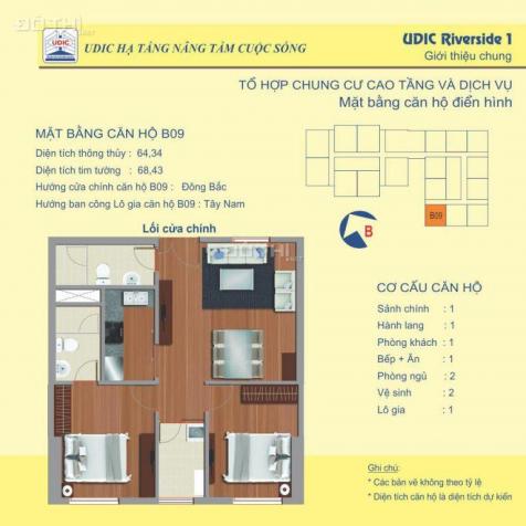 Bán căn hộ 2 phòng ngủ, diện tích 62m2, 64m2, 66m2, full nội thất chung cư UDIC Riverside 7815410