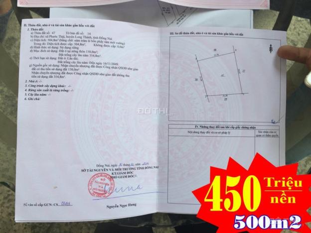 Bán đất nền dự án gần đường 51, Xã Phước Thái, Long Thành, Đồng Nai DT 500m2 giá 900 nghìn/m² 7817147