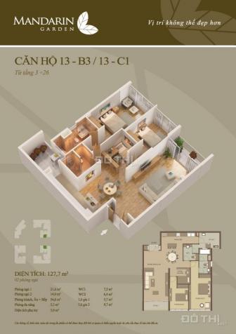 Cần bán căn hộ 127.6m2, tòa B3 chung cư Mandarin Garden 7847671
