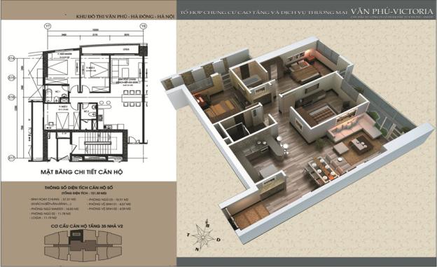 Bán căn 120m2 - 3PN - 18 triệu/m2 - CCCC Victoria Văn Phú - Vào tên hợp đồng  7943371