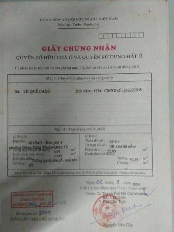 Chuyển qua nhà mới, cần bán lại tại Nguyễn Văn Quá, Q12 7966934