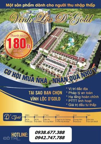 Bán căn hộ Vĩnh Lộc D'Gold, gần ngã 4 Gò Mây, chỉ 550 tr/căn hoàn thiện, NH hỗ trợ vay 70% 7919117