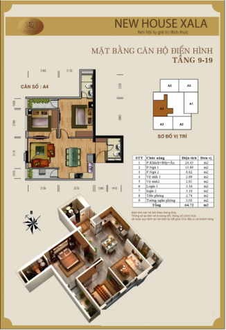 Chính chủ bán căn A4 Chung cư Newhouse XaLa, Hà Đông, Hà Nội. Diện tích 64.72m2, giá 18 triệu/m2 8025878