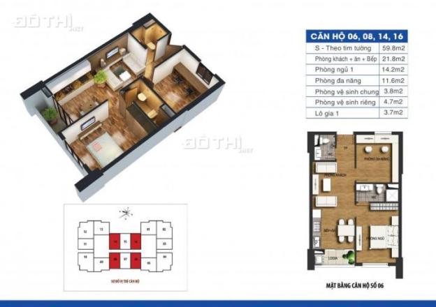 Bán cắt lỗ căn hộ 1616 tại cc Dream Home Định Công, DT 59.5m2 giá bán 23 tr/m2. LH 0966377635 7950518