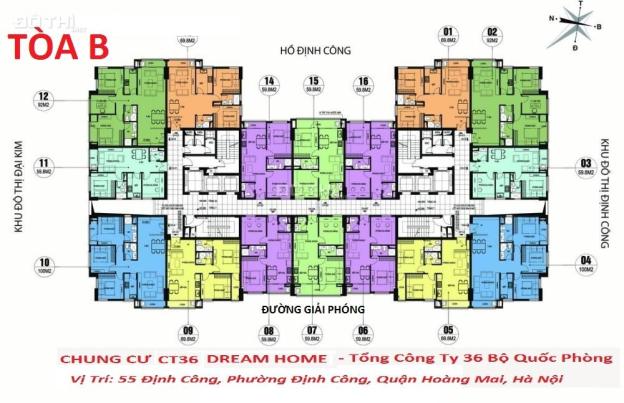 Bán cắt lỗ căn hộ 1616 tại cc Dream Home Định Công, DT 59.5m2 giá bán 23 tr/m2. LH 0966377635 7950518
