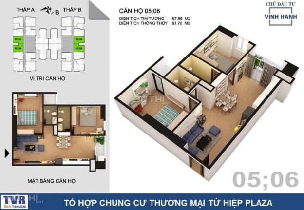 300TR SỞ HỮU CĂN HỘ 2 NGỦ TỨ HIỆP PLAZA - T6/2018 NHẬN NHÀ - NH CHO VAY 70% 6910635