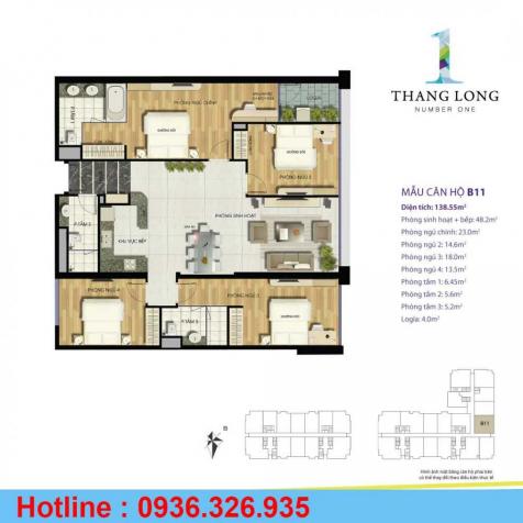 Cần bán căn hộ B11 chung cư Thăng Long Number One, 35tr/m2(BG thô) 8333323