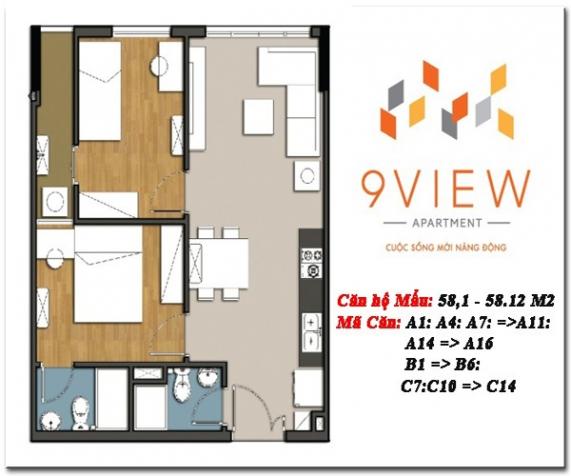 Cần bán gấp căn hộ 9 View, quận 9, 2pn, giá 1.12tỷ. 0906902099 8370933