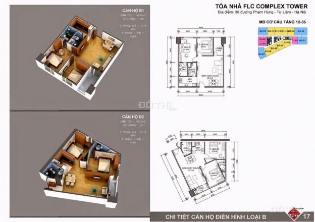 Bán gấp căn 1903, DT 66.2m2 chung cư FLC 36 Phạm Hùng có nội thất giá 31 triệu/m2 8342284