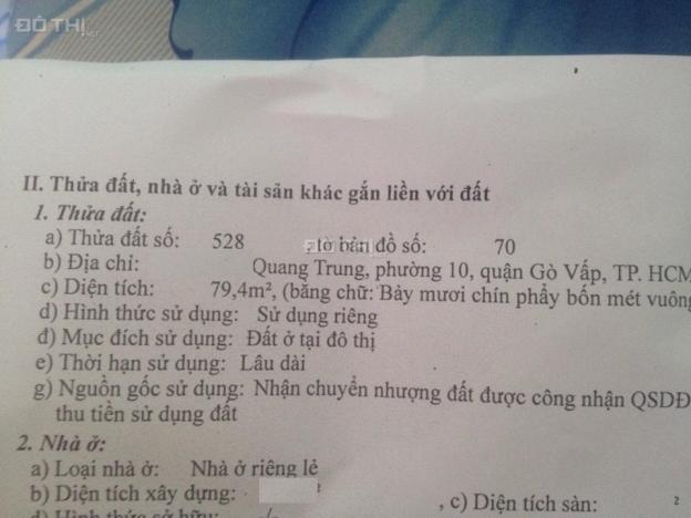 Bán nhà nát HXH 4 x 20m, Quang Trung, Phường 10, Gò Vấp 8351615