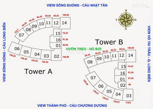 Bán chung cư Mipec Riverside, 91,24m2, tầng 1616, giá 2,9 tỷ. Lh 0985.752.065 8379313