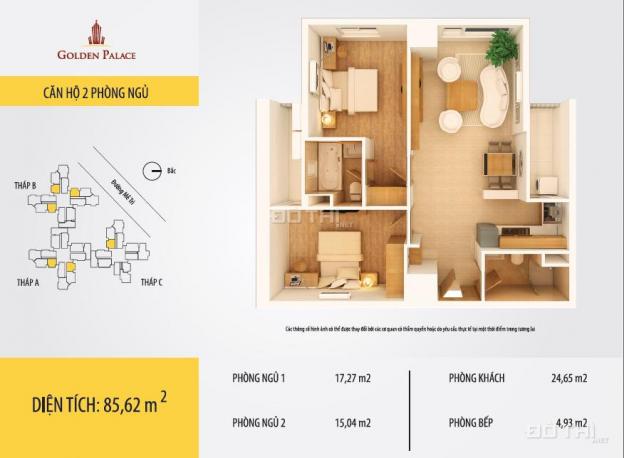 Bán CHCC Golden Palace (2PN): Tầng 20 - Tòa C 87m2 - Ban công Đông Nam (Giá thật 36.9tr/m2) 8470092