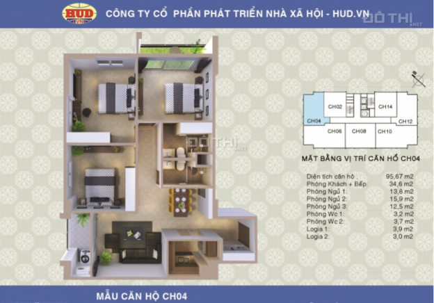 Nhượng lại chung cư Tây Nam Linh Đàm căn góc 95,67m2, 3 phòng ngủ tòa A1CT2, tầng 10 8499596