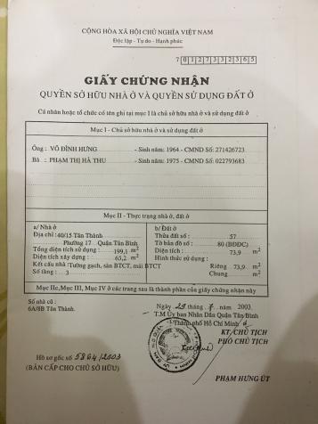 Chính chủ bán nhà HXH phường Tân Thành, Tân Phú giá chỉ 5.5 tỷ. LH: 0903702379 8536997