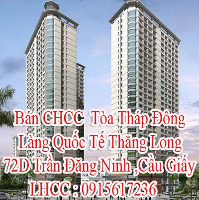 Bán CHCC cao cấp, tòa tháp Đông Làng Quốc Tế Thăng Long 72D Trần Đăng Ninh, Cầu Giấy, Hà Nội 9074369
