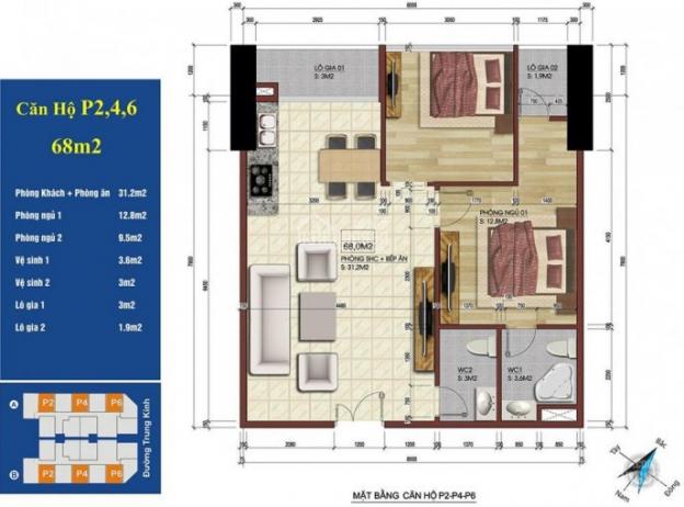 Chính chủ cần bán gấp căn hộ tại dự án 219 Trung Kính, DT: 68m2, tầng 20, giá chỉ 33,5 tr/m2 8839957