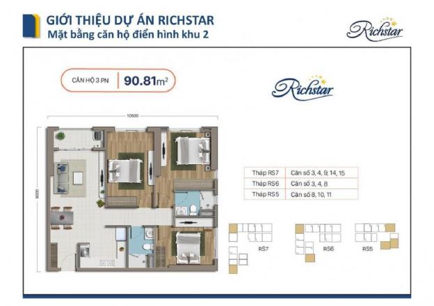 Căn hộ Richstar 3PN, tặng 80 triệu phí quản lý, chỉ đóng trước 680 triệu 8812284