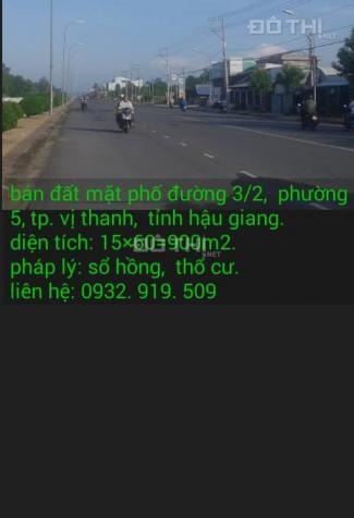 Bán đất mặt phố ở đường 3/2, TP. Vị Thanh, tỉnh Hậu Giang. DT: 15 x 60m = 900m2 8035319
