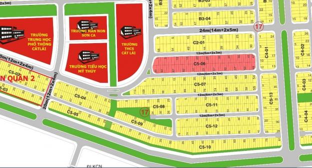 Bán đất sổ đỏ, khu C506, lô áp góc, 5x20m, gần trường THCS Cát Lái, giá 33 triệu/m2 9196095