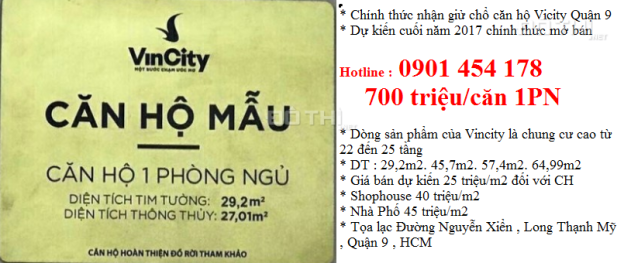 Bán căn hộ Vincity Quận 9, giá 504 triệu trả góp: 0901 454 178 9163247