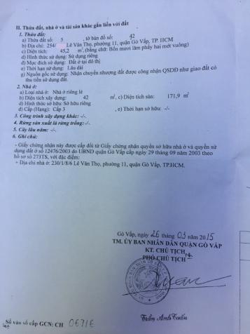 Bán nhà hẻm 254, Lê Văn Thọ, P11, Quận Gò Vấp, 5 x 9m, 1 trệt 1 lửng, 3 lầu, giá 3,7 tỷ 9219074