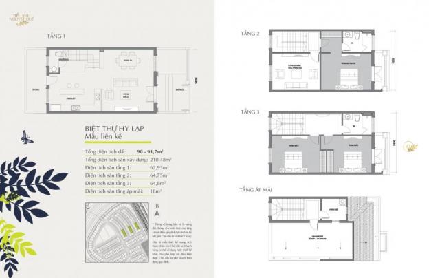 Chính chủ bán liền kề Nguyệt Quế 8, DT 90m2, hướng Tây Bắc, dự án Vinhomes Riverside The Harmony 10175055