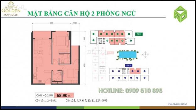 Bán 2PN, 68m2 căn hộ Golden Mansion 119 Phổ Quang, giá tốt 9552591