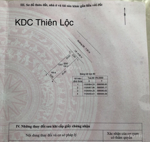 Bán nền đường D8( 5 x 20m) - KDC Thiên Lộc - Giá bán: 750 tr - LH 0936443699 9721691