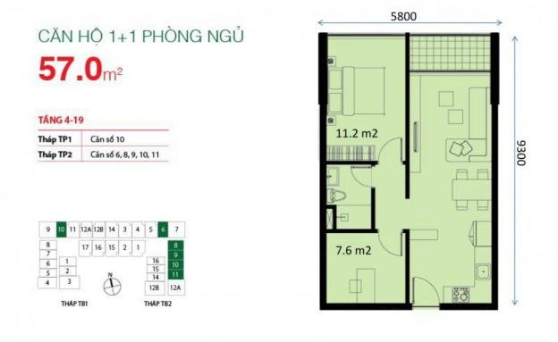 Chính chủ cần bán căn hộ 1PN+ 1, 57m2, The Botanica Phổ Quang 10851736