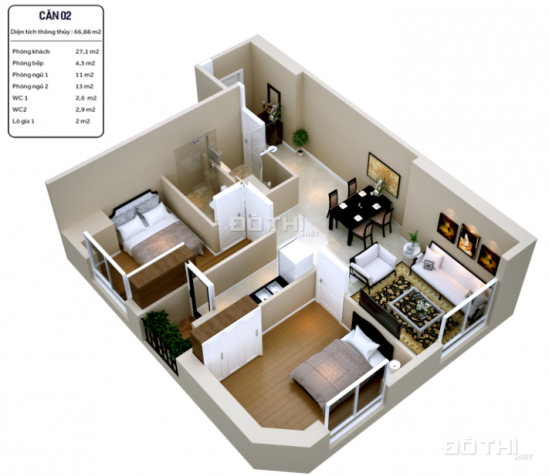 Bán căn hộ chung cư tại dự án ICID Complex, Hà Đông, Hà Nội, diện tích 66,8m2, giá 1.4 tỷ 11132690