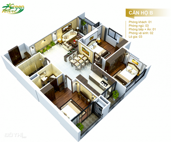 Chỉ cần từ 850tr bạn đã có thể sở hữu được một căn chung cư cao cấp 3PN dự án Green Pearl Minh Khai 11135625