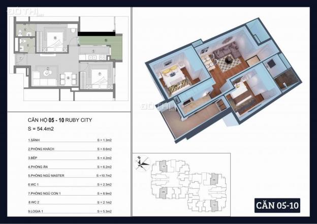 Chung cư Ruby City, CT3 Phúc Lợi, giá 17tr/m2, LH: 0982273655 11207214