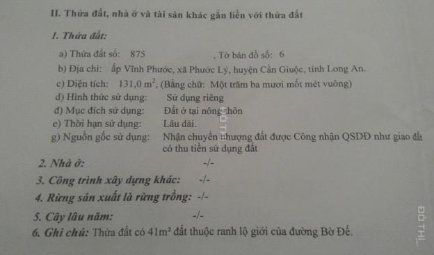 Bán đất tại đường Bờ Đế, Xã Phước Lý, Cần Giuộc, Long An, diện tích 130m2. Giá 700 triệu 11587108