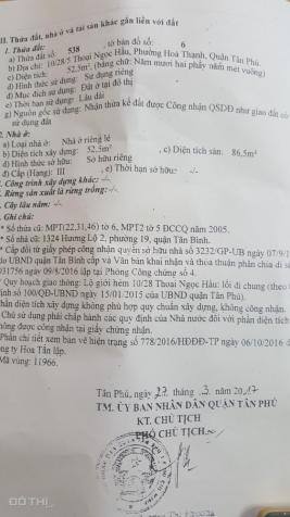 Bán gấp nhà 10/28/5 Thoại Ngọc Hầu, DT 3.4x11m NH 6m, trệt 1 lầu, hẻm 3m, giá 3.3 tỷ TL, 0933198277 11613624