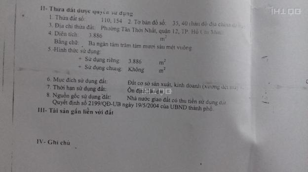 Bán nhà xưởng đường Tân Thới Nhất 8, phường Tân Thới Nhất, quận 12, DT 4000m2, giá 115 tỷ 11691162