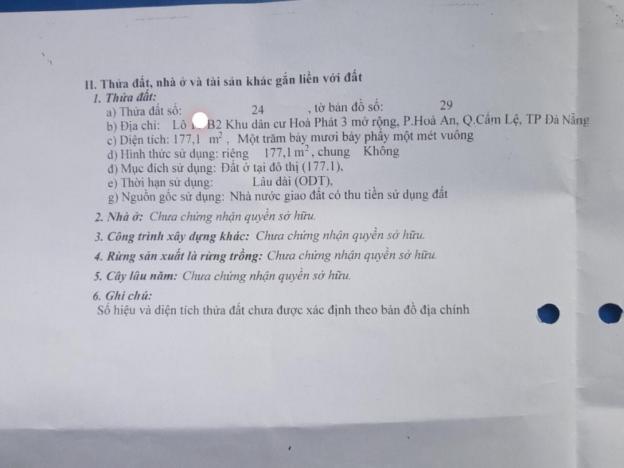 Bán đất tại đường Bắc Sơn, Hòa An, Cẩm Lệ, Đà Nẵng. Diện tích 177m2, giá 38,5 tr/m2 11850340