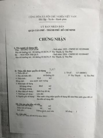 Bán gấp nhà MTNB đường S5, Tây Thạnh, Tân Phú, DT 4x20m, giá 7.3 tỷ 11900534