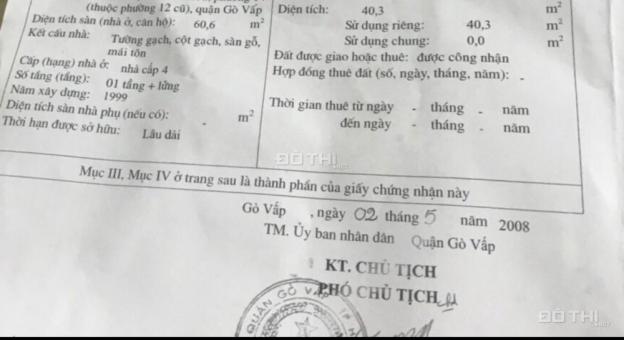 Hẻm 2.2m Phạm Văn Chiêu, P. 14, Gò vấp, sổ hồng 40.3m2 (3.3m x 12m), trệt, lửng, giá 1.82 tỷ 12041639