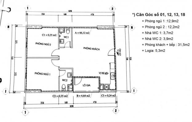 Chính chủ cần bán gấp căn hộ số 13 tầng trung, DT 69,82m2, chung cư CT2A Thạch Bàn 12311700