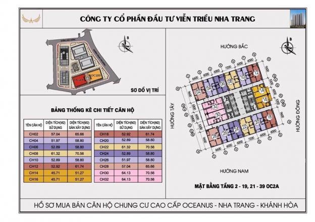 Cần bán căn chung cư tòa OC2A tầng cao dự án Mường Thanh Viễn Triều Nha Trang với giá hòa vốn 12411180