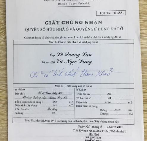 Cần bán 36m2 nhà tại Quảng An, Tây Hồ, Hà Nội 12296507