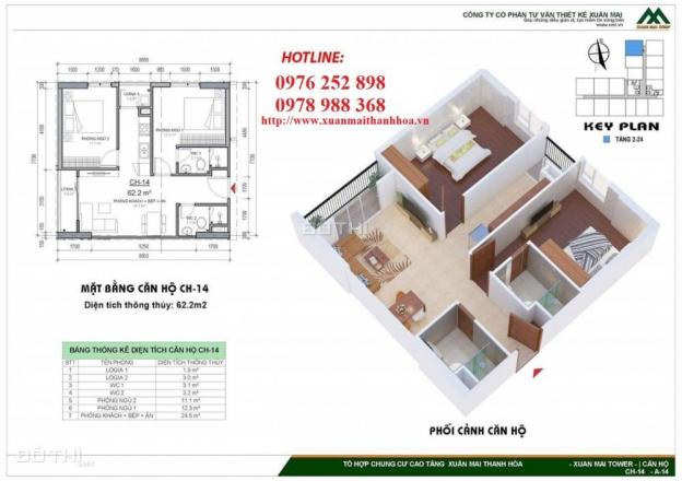 Bán căn hộ 50m2, 2PN, chung cư Xuân Mai. Ngay Big C Thanh Hóa 12426932