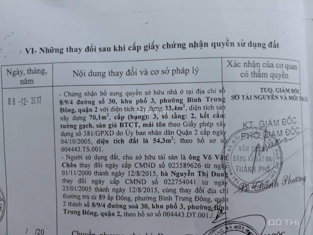 Nhà số 8/9/4 đường 30, Bình Trưng Đông, Quận 2, hẻm 3m, ôtô cách nhà 15m 12433427